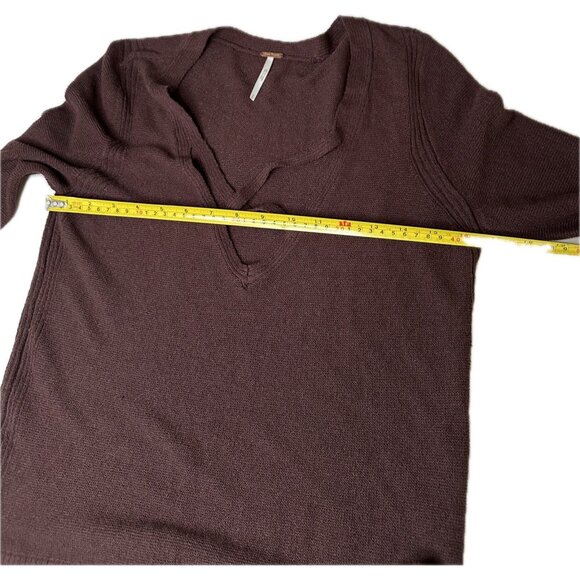 Free People Crisscross Tunic Sweater Small Mocha Brown Boho Long Sleeve - Picture 6 of 9